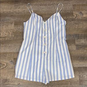 NWT Forever 21 Blue/White Stripe Romper L